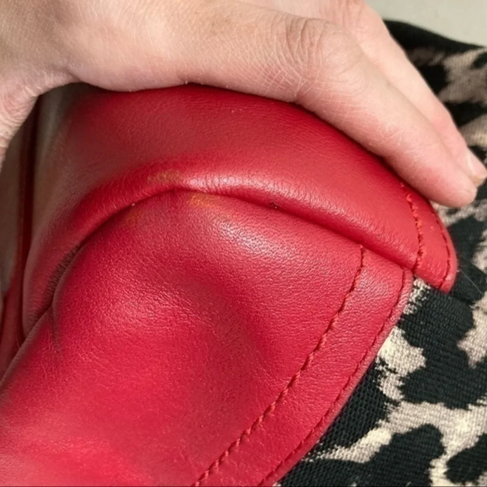 Coach Park Ocelot Print Carrie Tote Shoulder Bag Satchel 23278 red/black leather